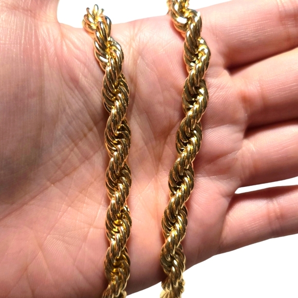 Rope Chain 18k Gold Layered Men's Necklace 22 inch Jewelry Fashion Accessory - Picture 4 of 6